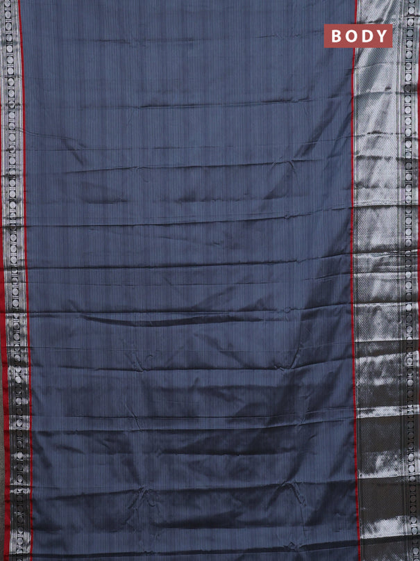 Narayanpet cotton saree grey and maroon with plain body and long zari woven border