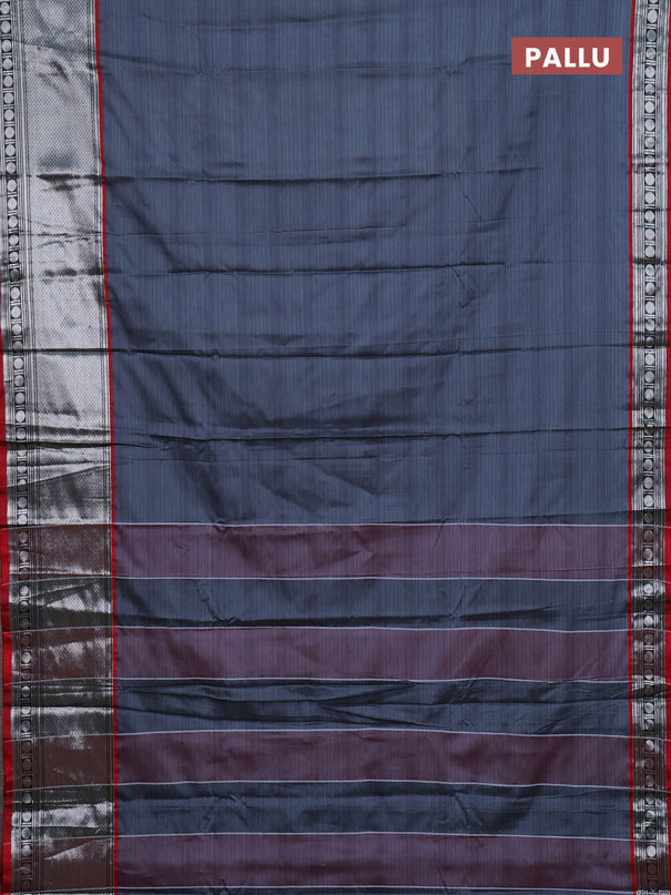 Narayanpet cotton saree grey and maroon with plain body and long zari woven border