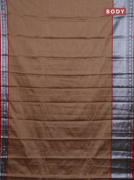 Narayanpet cotton saree sandal and maroon with plain body and long zari woven border