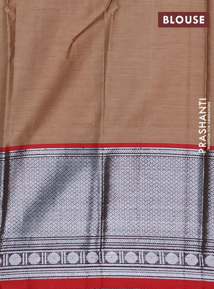 Narayanpet cotton saree sandal and maroon with plain body and long zari woven border