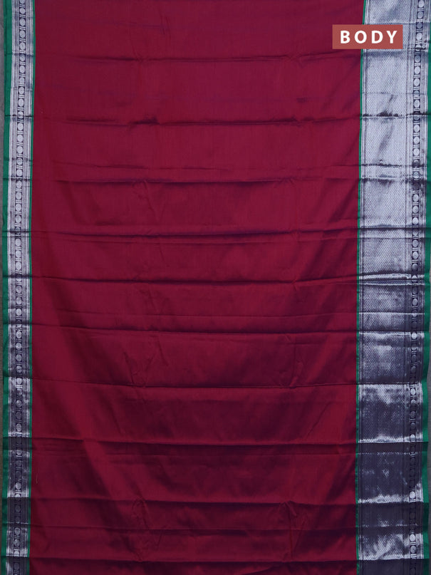 Narayanpet cotton saree dual shade of bluish pink and green with plain body and long zari woven border