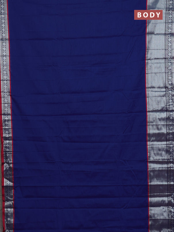 Narayanpet cotton saree blue and maroon with plain body and long zari woven border