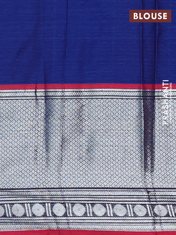 Narayanpet cotton saree blue and maroon with plain body and long zari woven border