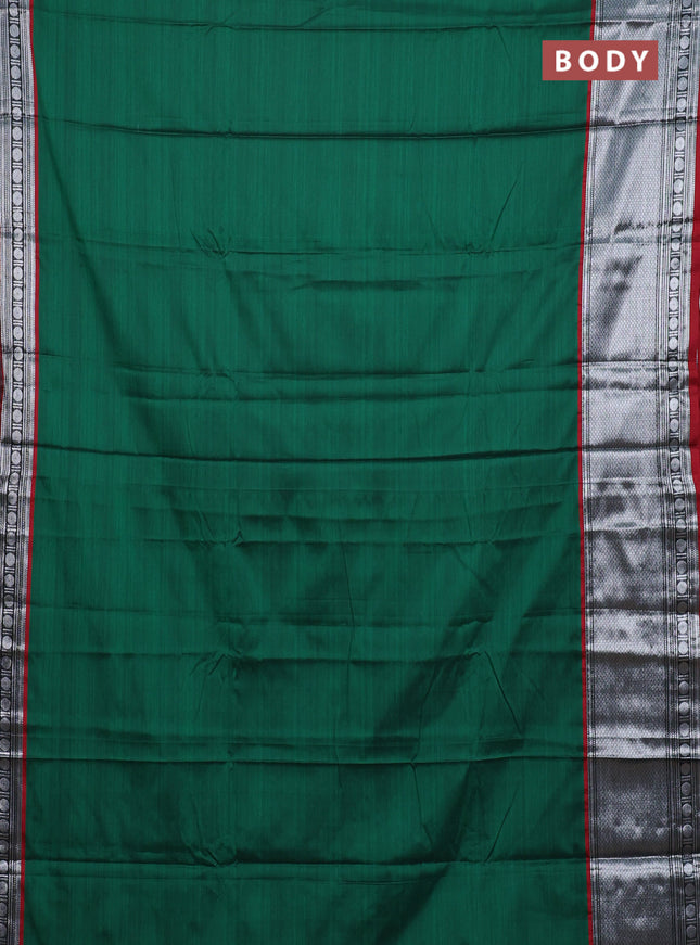 Narayanpet cotton saree green and maroon with plain body and long zari woven border