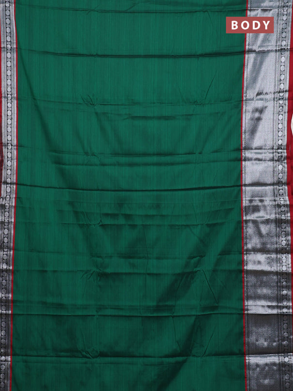 Narayanpet cotton saree green and maroon with plain body and long zari woven border