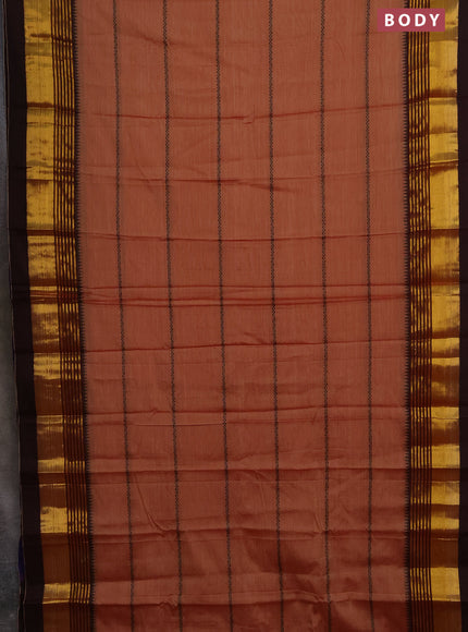 Narayanpet cotton saree rust shade and deep maroon with thread weaves and zari woven border