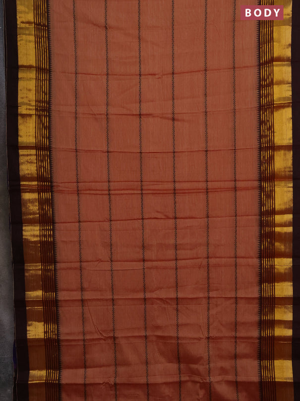 Narayanpet cotton saree rust shade and deep maroon with thread weaves and zari woven border