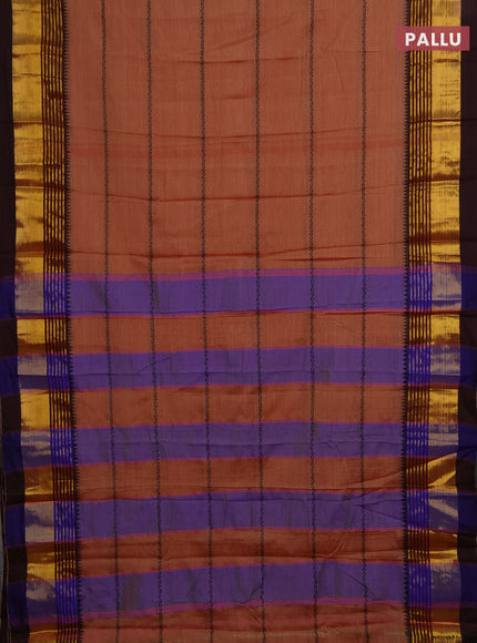 Narayanpet cotton saree rust shade and deep maroon with thread weaves and zari woven border
