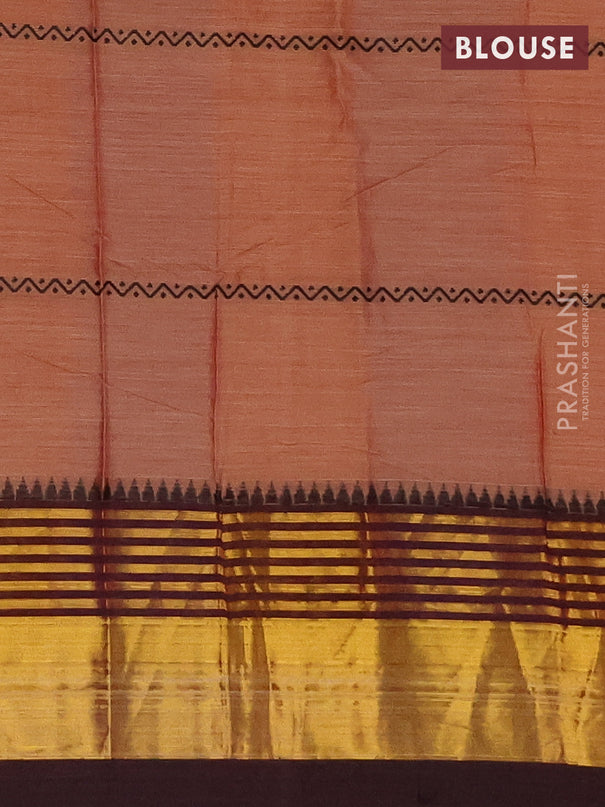 Narayanpet cotton saree rust shade and deep maroon with thread weaves and zari woven border