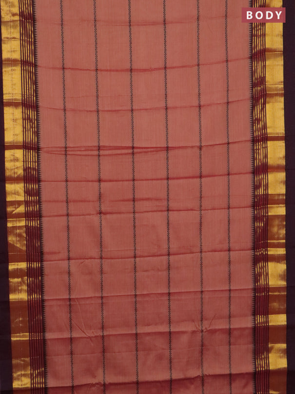Narayanpet cotton saree rust shade and deep maroon with thread weaves and zari woven border