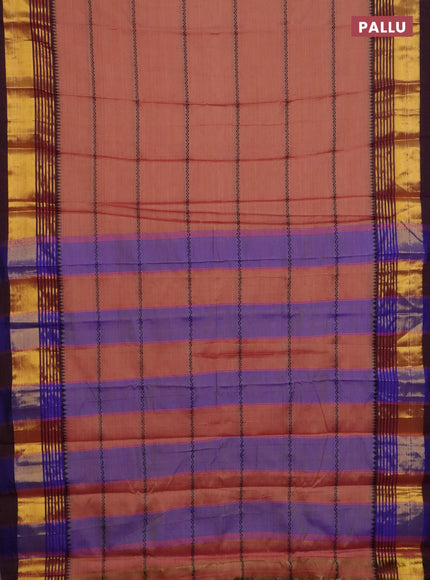 Narayanpet cotton saree rust shade and deep maroon with thread weaves and zari woven border