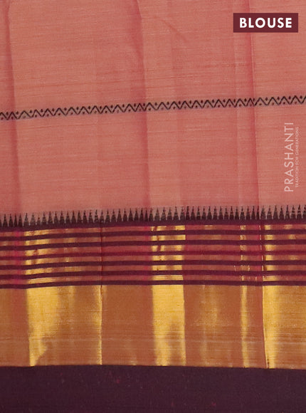 Narayanpet cotton saree rust shade and deep maroon with thread weaves and zari woven border