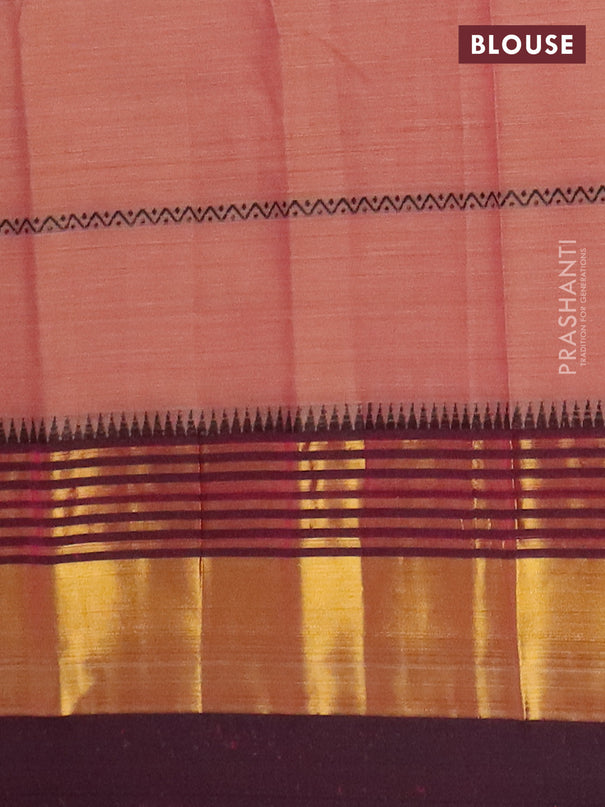Narayanpet cotton saree rust shade and deep maroon with thread weaves and zari woven border