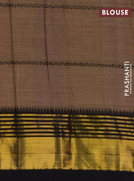 Narayanpet cotton saree brown and black with thread weaves and zari woven border