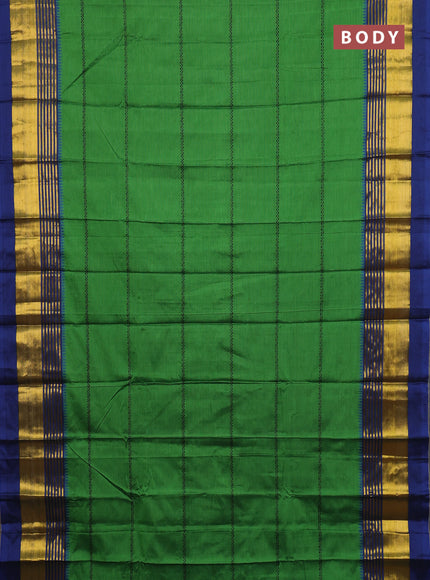 Narayanpet cotton saree light green and blue with thread weaves and zari woven border