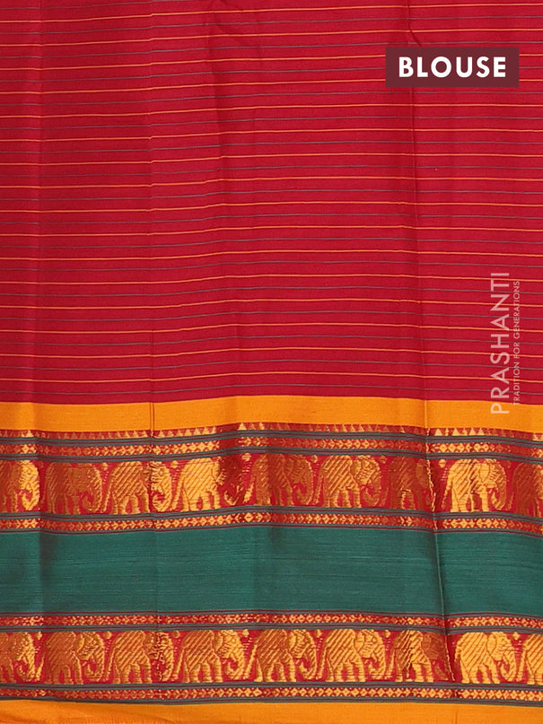 Narayanpet cotton saree maroon and mustard yellow with allover thread weaves and rettapet zari woven border