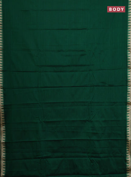 Narayanpet cotton saree green and beige with plain body and temple thread woven border