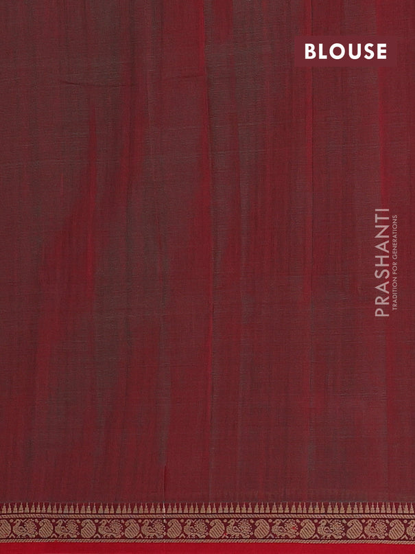 Narayanpet cotton saree dual shade of reddish green and red with plain body and thread woven border