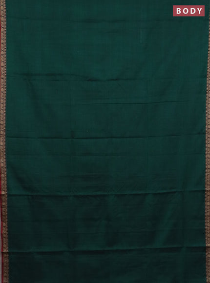 Narayanpet cotton saree green and maroon with plain body and thread woven border