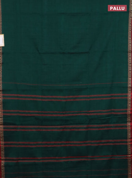 Narayanpet cotton saree green and maroon with plain body and thread woven border