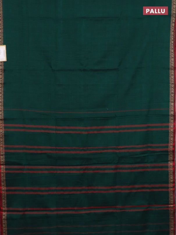 Narayanpet cotton saree green and maroon with plain body and thread woven border