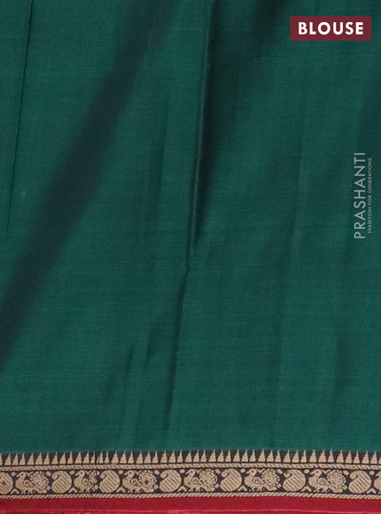Narayanpet cotton saree green and maroon with plain body and thread woven border