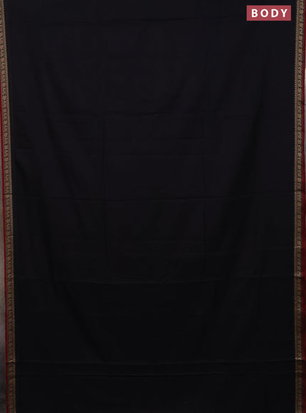 Narayanpet cotton saree black and maroon with plain body and thread woven border