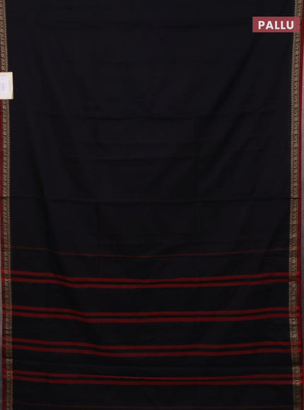 Narayanpet cotton saree black and maroon with plain body and thread woven border