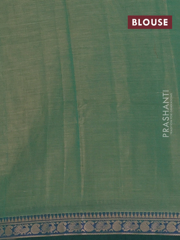 Narayanpet cotton saree green with plain body and thread woven border
