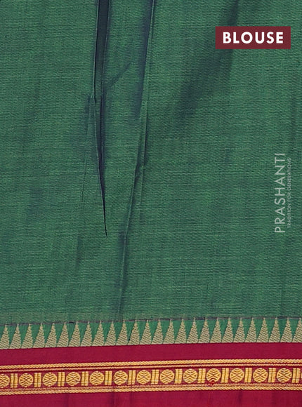 Narayanpet cotton saree green and pink with plain body and temple thread woven butta border