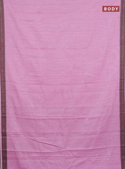 Narayanpet cotton saree light pink with plain body and thread woven border