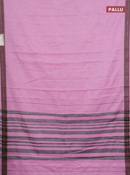 Narayanpet cotton saree light pink with plain body and thread woven border