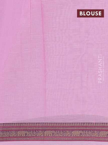 Narayanpet cotton saree light pink with plain body and thread woven border