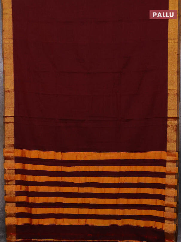 Narayanpet cotton saree deep maroon with plain body and zari woven border