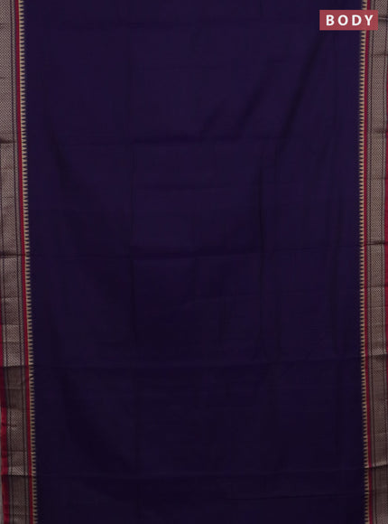 Narayanpet cotton saree violet and pink with plain body and thread woven border