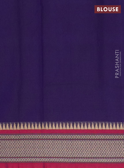 Narayanpet cotton saree violet and pink with plain body and thread woven border