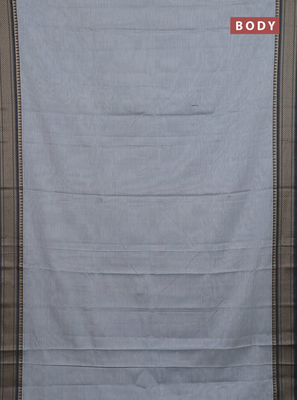 Narayanpet cotton saree grey with plain body and thread woven border