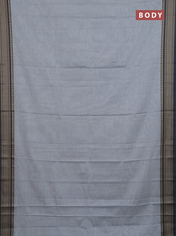 Narayanpet cotton saree grey with plain body and thread woven border