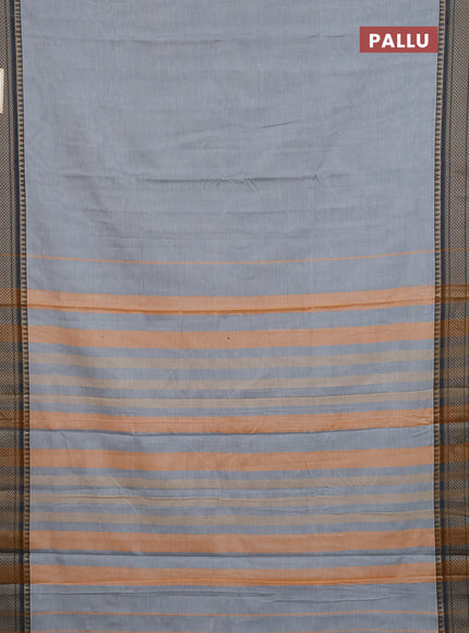 Narayanpet cotton saree grey with plain body and thread woven border