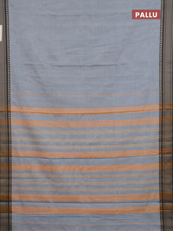 Narayanpet cotton saree grey with plain body and thread woven border