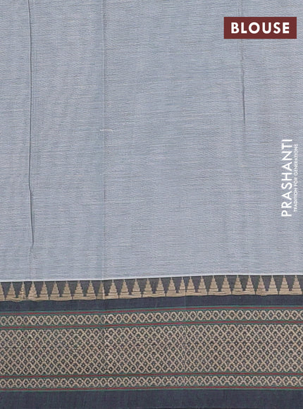 Narayanpet cotton saree grey with plain body and thread woven border