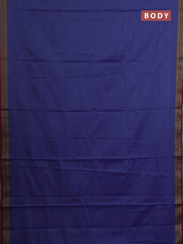 Narayanpet cotton saree blue shade and pink with plain body and thread woven border