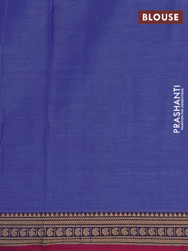 Narayanpet cotton saree blue shade and pink with plain body and thread woven border