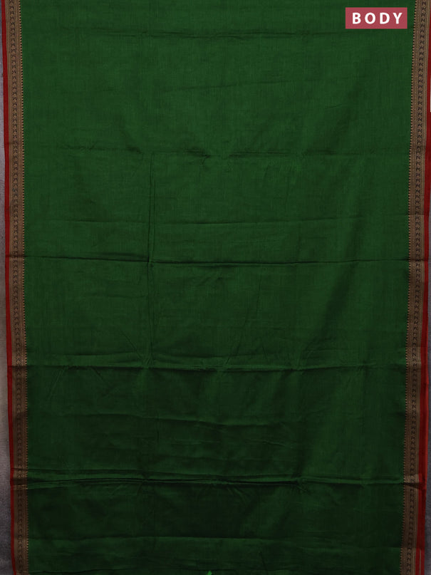 Narayanpet cotton saree green and rust shade with plain body and thread woven border