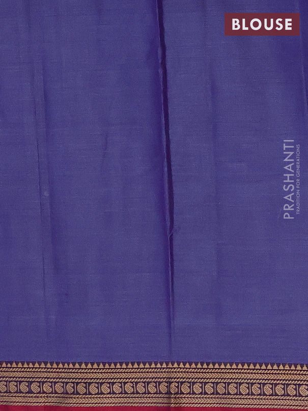 Narayanpet cotton saree greyish blue and pink with plain body and thread woven border