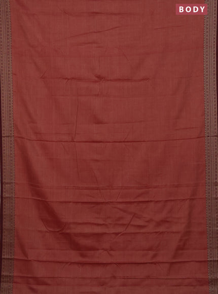 Narayanpet cotton saree rust shade and maroon with plain body and thread woven border