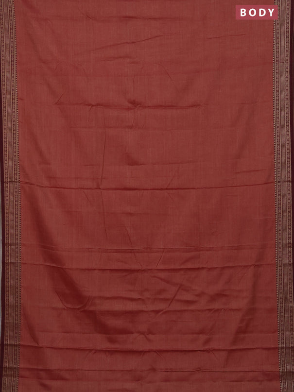 Narayanpet cotton saree rust shade and maroon with plain body and thread woven border