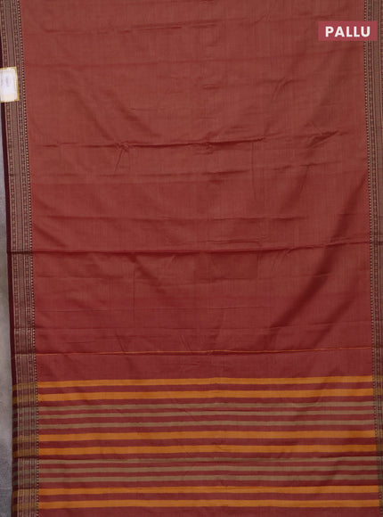 Narayanpet cotton saree rust shade and maroon with plain body and thread woven border