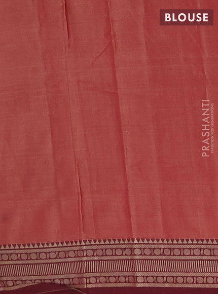 Narayanpet cotton saree rust shade and maroon with plain body and thread woven border