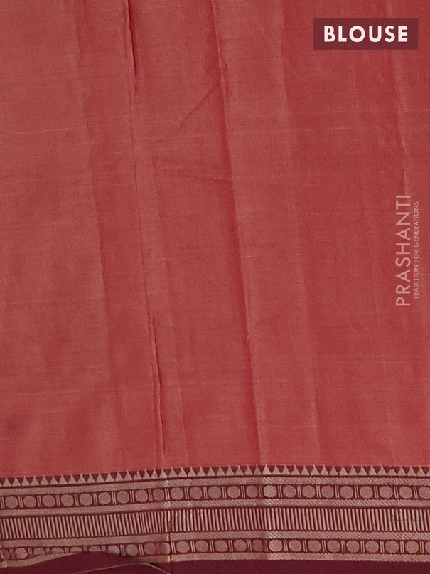 Narayanpet cotton saree rust shade and maroon with plain body and thread woven border
